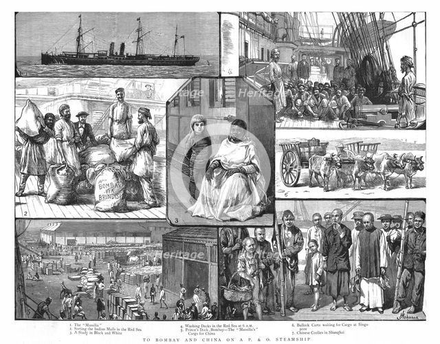 'To Bombay and China on a P&O Steamship', 1886.  Creator: Unknown.