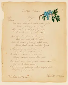 To Miss Wheaton; Religion, 1830. Creator: Elizabeth W. Capron