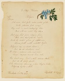 To Miss Wheaton; Religion, 1830. Creator: Elizabeth W. Capron