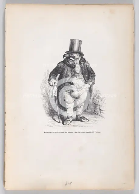 To pay the landlord, a very harsh man, whose name was M. Vautour from Scenes from t..., ca. 1837-47. Creator: Andrew Best Leloir.