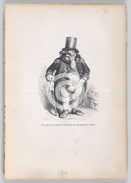 To pay the landlord, a very harsh man, whose name was M. Vautour from Scenes from t..., ca. 1837-47. Creator: Andrew Best Leloir.
