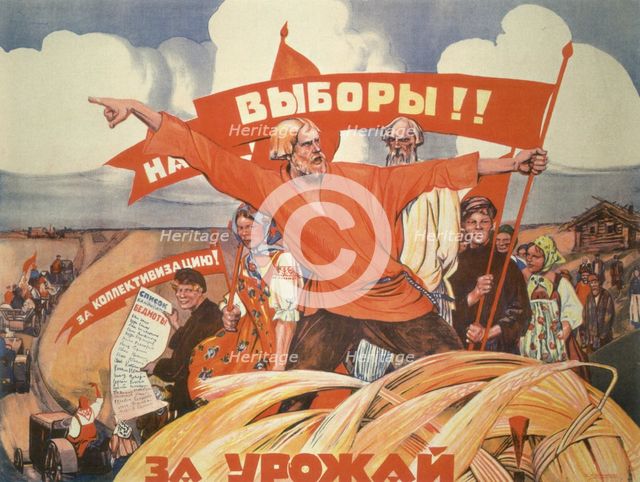 To the Elections! For Collectivisation! For the harvest!. Artist: Kostyanitsyn, Vasily Nikolaevich (1881-1940)