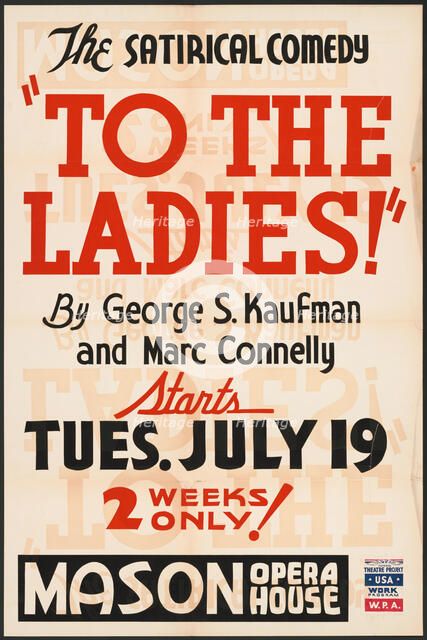 To the Ladies, Los Angeles, 1938. Creator: Unknown.