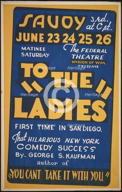 To the Ladies, San Diego, 1938. Creator: Unknown.