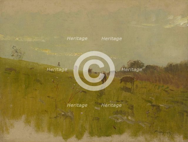 To the Pasture, around 1890-1895. Creator: Ladislav Mednyanszky.