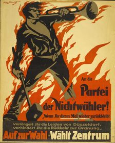To the party of non-voters! Go to the polls - vote for the center, 1919. Creator: Schwartz, Georg (1871-1948)