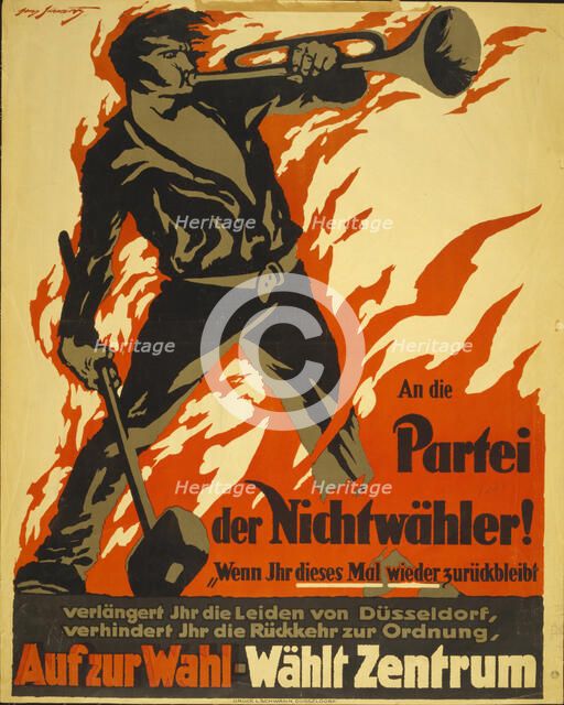 To the party of non-voters! Go to the polls - vote for the center, 1919. Creator: Schwartz, Georg (1871-1948).