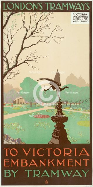 'To Victoria Embankment by Tramway', London County Council (LCC) Tramways poster, 1928. Artist: Ralph & Brown Studios