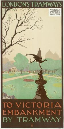 To Victoria Embankment by Tramway London County Council (LCC) Tramways poster, 1928. Artist: Ralph & Brown Studios