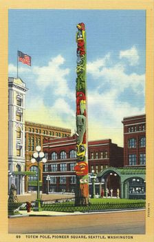 Totem pole, Pioneer Square, Seattle, Washington, USA, 1935