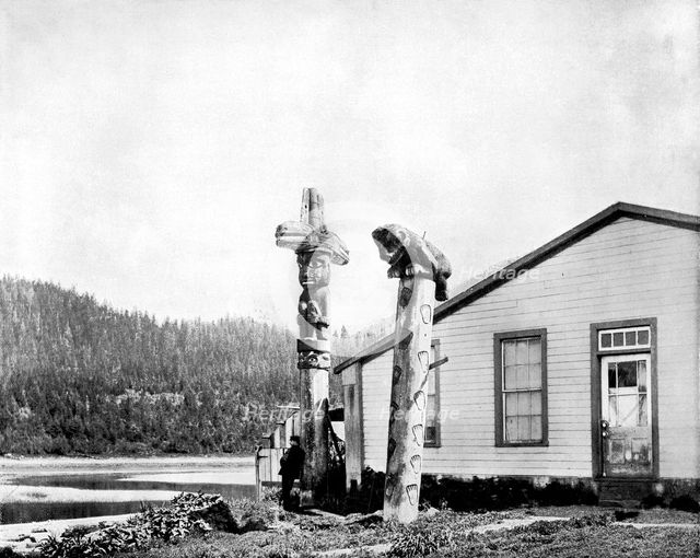 Totem Poles, Alaska, USA, 1893.Artist: John L Stoddard