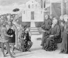 Totila before Saint Benedict. Creator: Benozzo Gozzoli