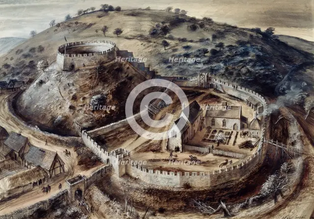 Totnes Castle, 14th century, (c1960s). Artist: Alan Ernest Sorrell.
