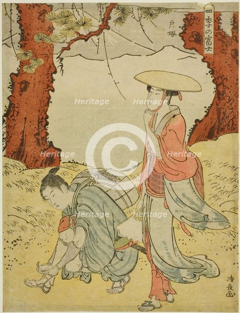 Totsuka, from the series "Mount Fuji in the Four Seasons (Shiki no Fuji)", c. 1785. Creator: Torii Kiyonaga.
