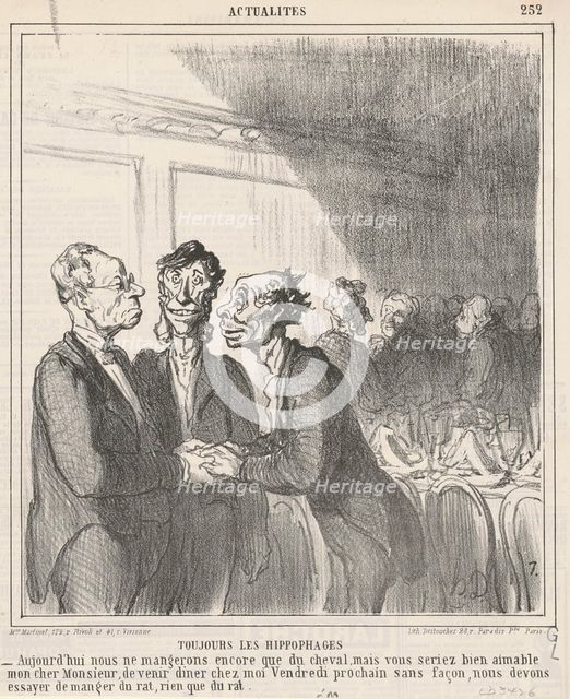 Toujours les Hippophages, 19th century. Creator: Honore Daumier.