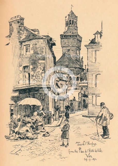 'Tour de l'Horloge, Vire', c1893. Artist: Bernard Partridge.