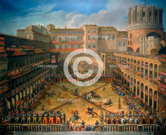Tournament in a Court of the Vatican, Rome, 1565. Artist: Anon