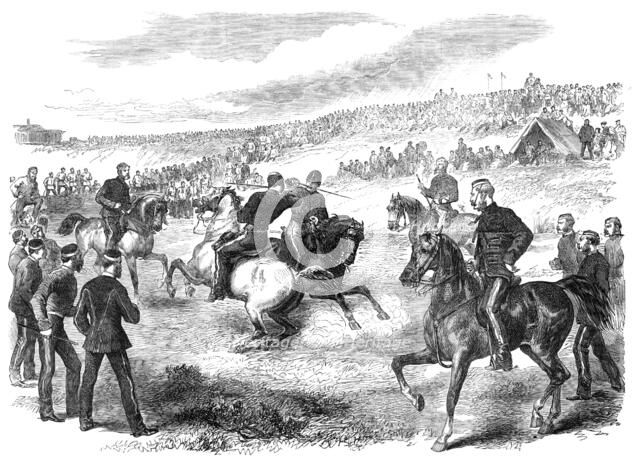 Tournament of the 17th Lancers in the camp at Shorncliffe, 1868. Creator: Unknown.
