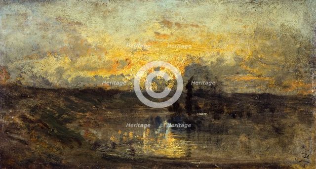 Tournant de rivière (au recto) ; trois études (au verso), between 1850 and 1860. Creator: Felix Francois Georges Philibert Ziem.