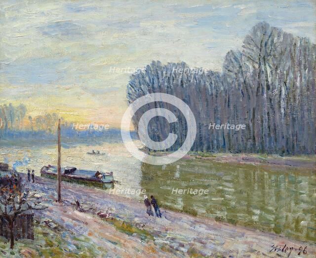 Tournant du Loing. Sunrise in November, 1896. Creator: Sisley, Alfred (1839-1899).