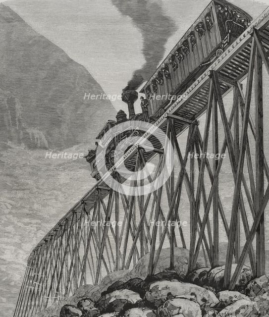 Tourist train descending through Mount Washington railway line, United States, 1878. Creator: Tomás Carlos Capuz.