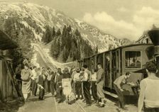 Tourists at Baumgartnerhaus Station on the Schneeberg Railway, Lower Austria, c1935. Creator: Unknown
