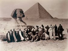 Tourists visiting the Sphinx at Giza. Creator: English Photographer (19th Century)