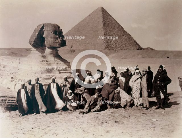 Tourists visiting the Sphinx at Giza. Creator: English Photographer (19th Century).