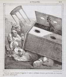 Tous les Spirites, Esprits frappeurs et autres médiums écrasés par la chute de l'armoire..., 1865. Creator: Cham