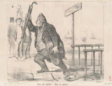 Tout est perdu! fors la caisse, 1848. Creator: Honore Daumier