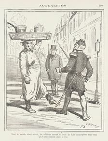Tout le monde étant soldat, les officiers auront le droit de faire manoeuvrer..., 1871. Creator: Cham