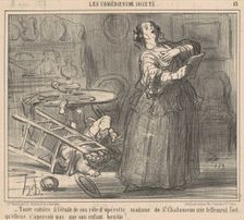 Toute entière a l'etude de son role ..., 19th century. Creator: Honore Daumier
