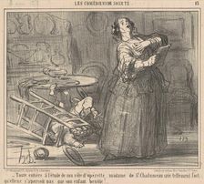Toute entière a l'etude de son role ..., 19th century. Creator: Honore Daumier