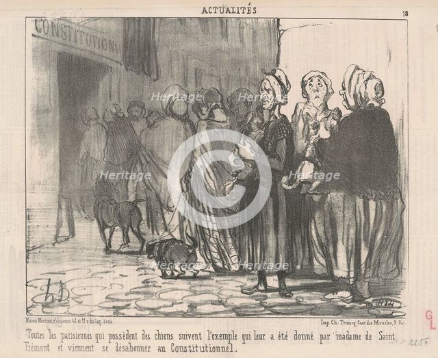 Toutes le Parisiennes qui possèdent des chiens ..., 19th century. Creator: Honore Daumier.