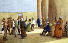 Tow Rows in the Temple 1908. Artist: Lance Thackeray