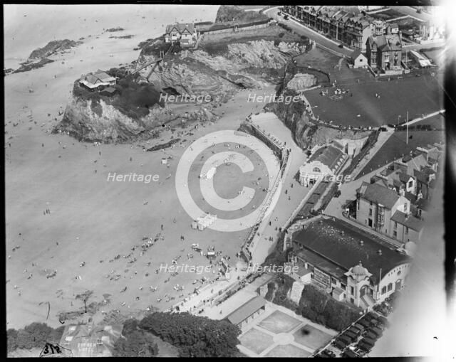 Towan Promenade and Towan Beach, Newquay, Cornwall, c1930s. Creator: Arthur William Hobart.
