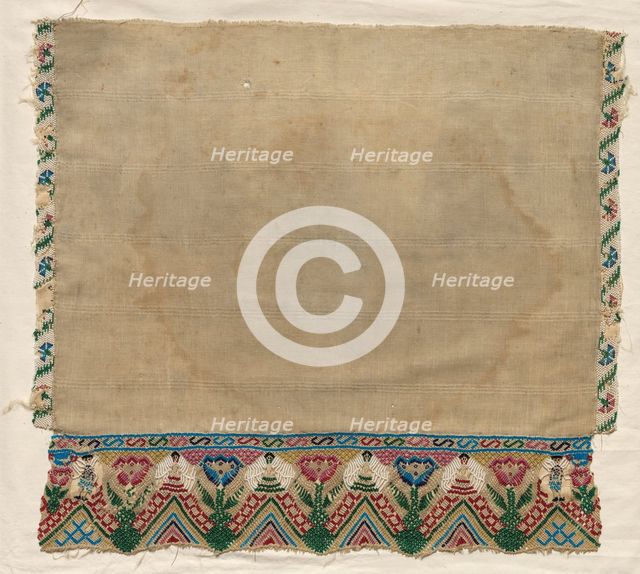 Towel End with Beaded Borders, early 1800s. Creator: Unknown.