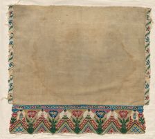 Towel End with Beaded Borders, early 1800s. Creator: Unknown