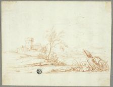 Tower and other Buildings in Landscape, n.d