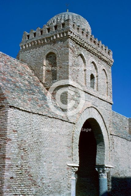 Tower and gateway into the courtyard of the Great Mosque in Kairouan, 9th century. Artist: Unknown