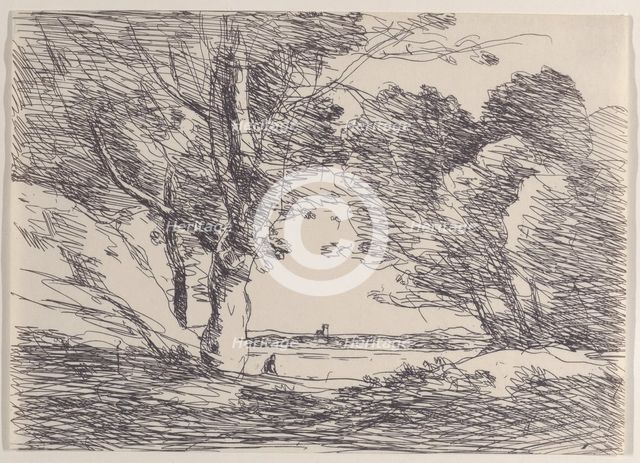 Tower at the Lake's Horizon (Tour á L'Horizon d'un Lac), 1871. Creator: Jean-Baptiste-Camille Corot.