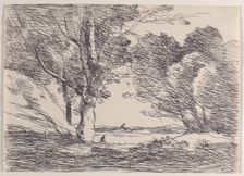Tower at the Lake's Horizon (Tour á L'Horizon d'un Lac), 1871. Creator: Jean-Baptiste-Camille Corot