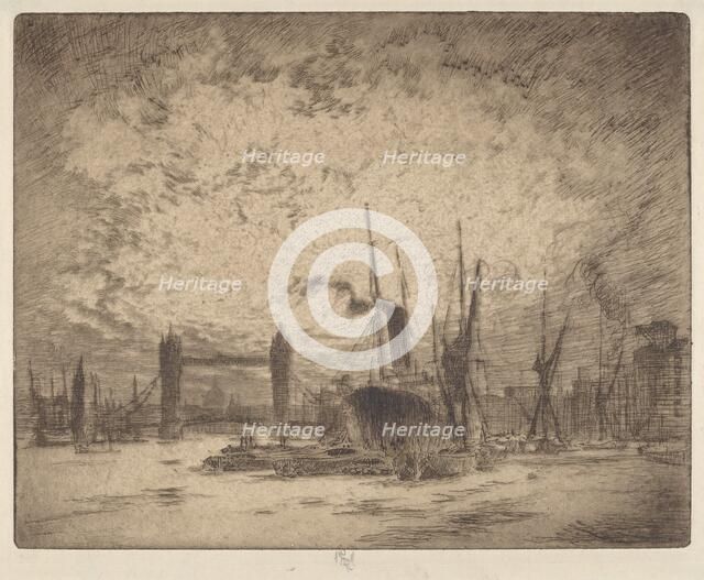 Tower Bridge, Evening, 1905. Creator: Joseph Pennell.