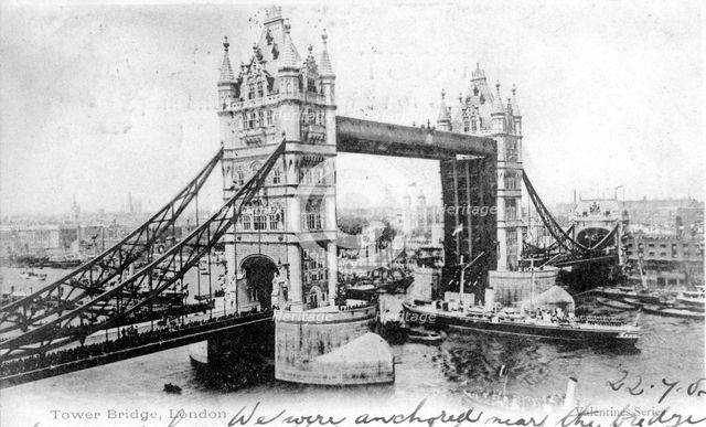 Tower Bridge, London, 1903.Artist: Valentine