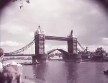 Tower Bridge with bascules raised, London, c1955. Creator: Arthur Charles Kirby Ware