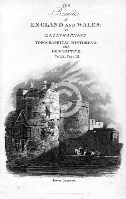 Tower Gateway, Tower of London, 1815.Artist: Sands