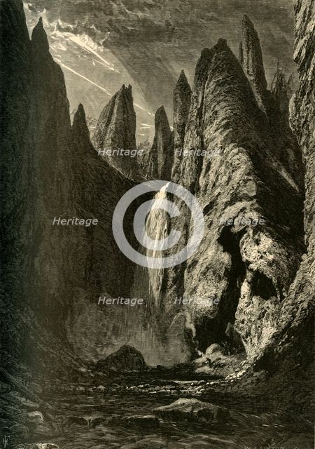 'Tower Falls', 1872.  Creator: W. J. Linton.