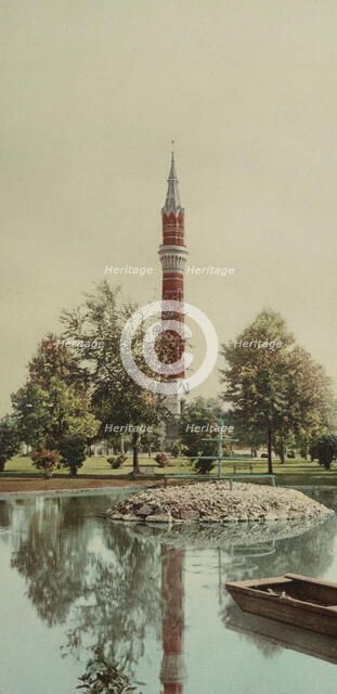 Tower from the lake, Water Works Park, Detroit, ca 1900. Creator: Unknown.
