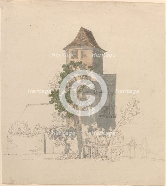 Tower of a Fortified House [recto], 1814/1815. Creator: Friedrich Salathe.