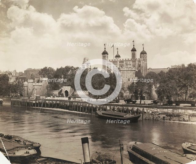 Tower of London from Tower Bridge, London, 1933. Artist: Unknown